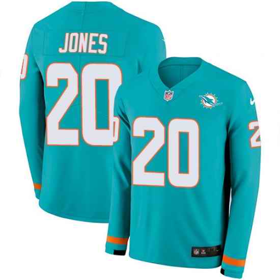 Nike Dolphins 20 Reshad Jones Aqua Green Team Color Men s Stitched NFL Limited Therma Long Sleeve Jersey